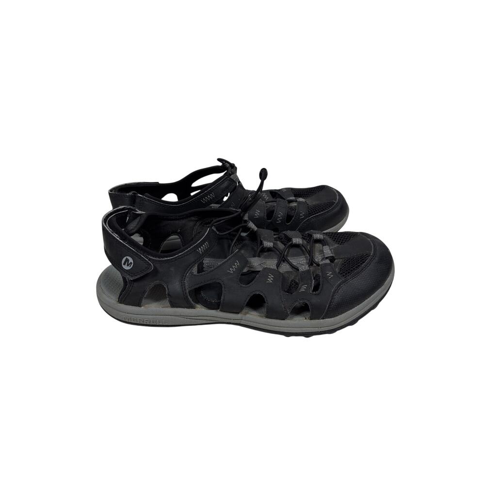 Merrell Sable Bungee Strap Sandals Mens 11 Black Toggle Closure Lugged Outsole